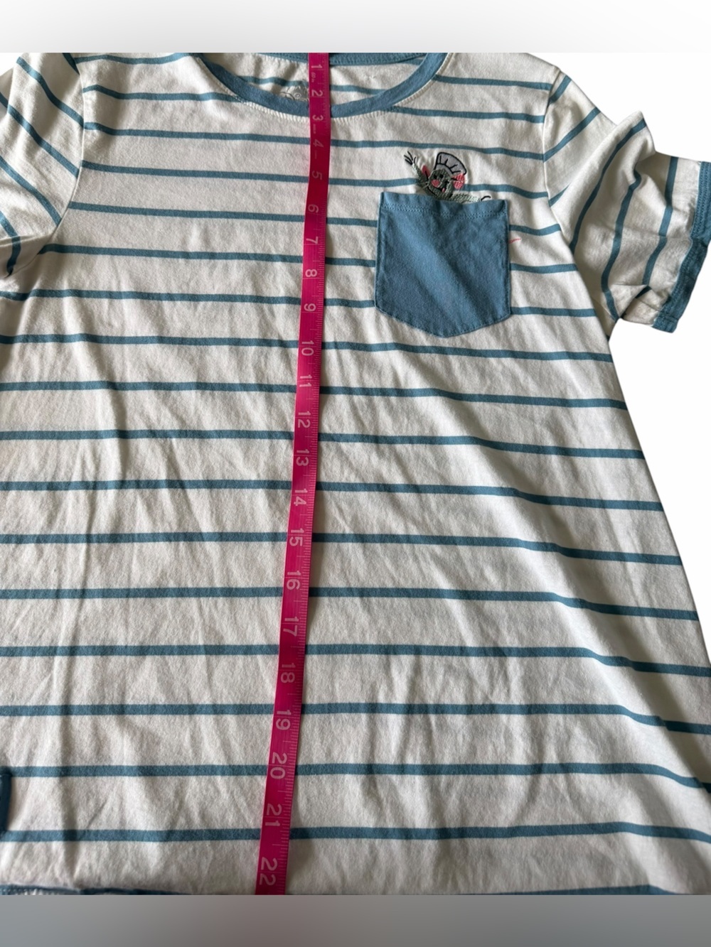 Disney Striped Blue & White Pocket Tee — Ratatouille Patch - Picture 4 of 8